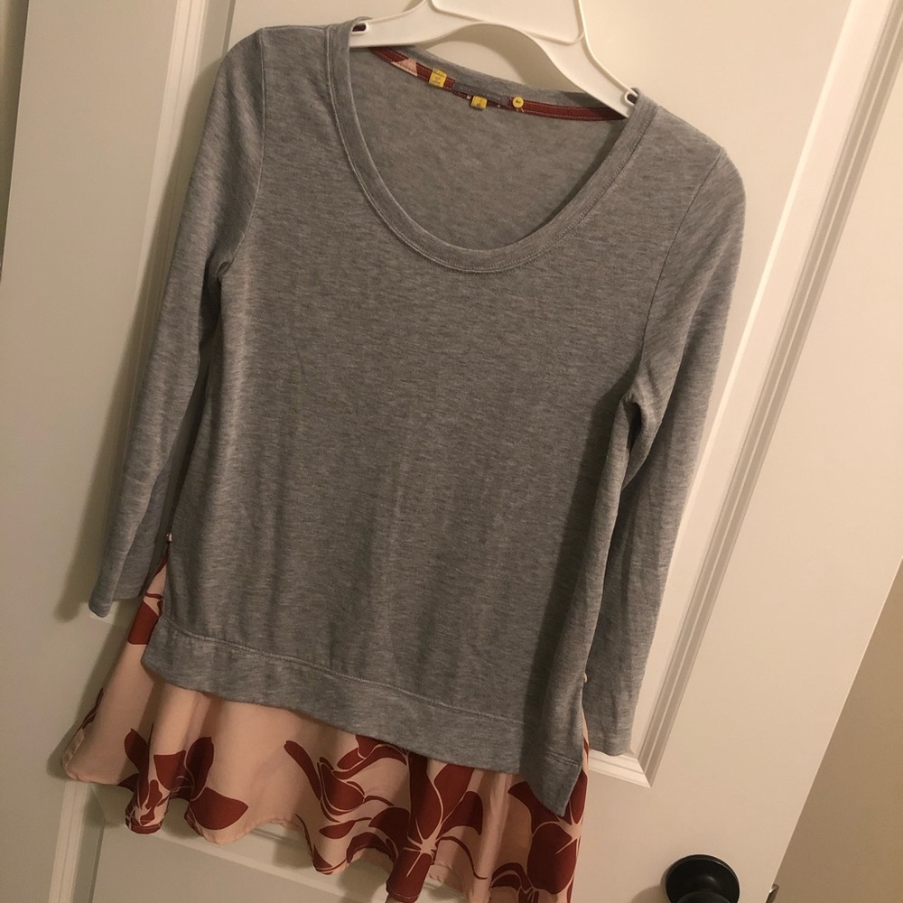 Cotton 3/4 top with ruffle edge